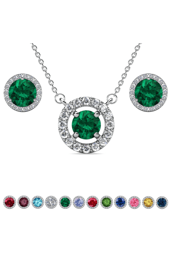 Royal May Birthstone 18k White Gold Plated Women Jewelry Set, Swarovski Crystals