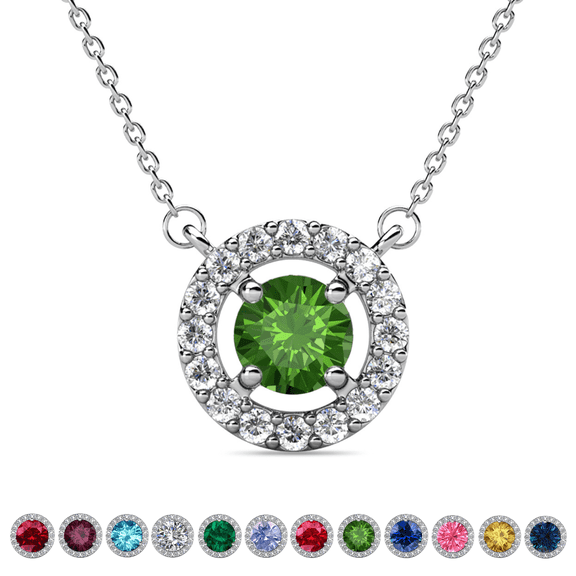 Cate & Chloe Royal August Birthstone 18k White Gold Plated Women Necklace with Swarovski Crystals