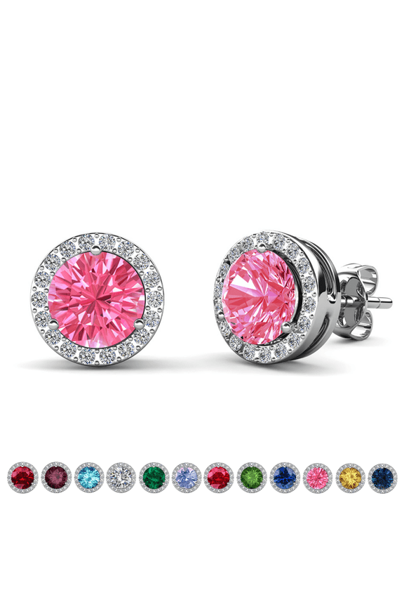 Royal October Birthstone 18k White Gold Plated Women Earrings with Swarovski Crystals