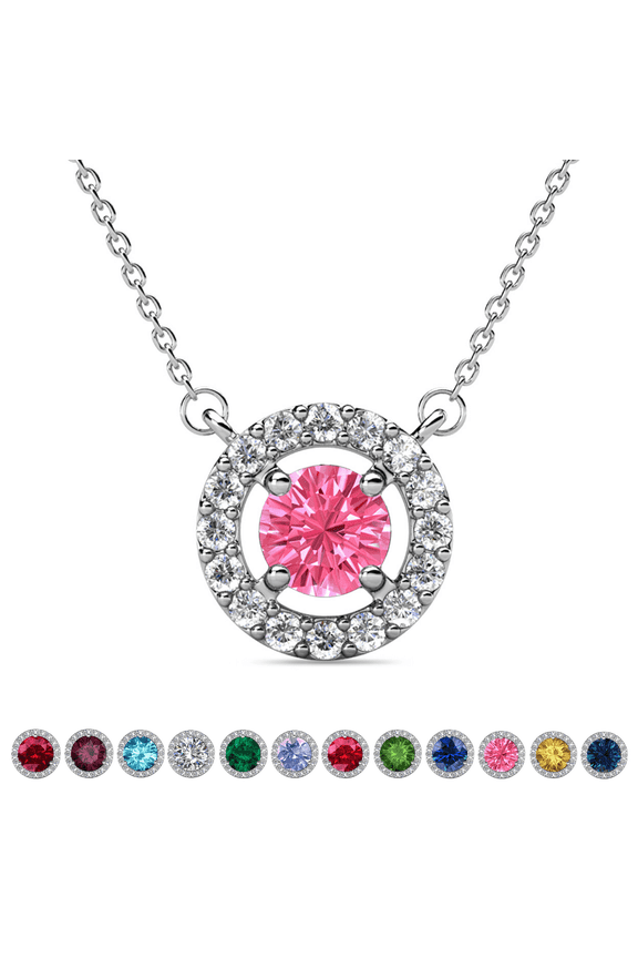 Royal October Birthstone 18k White Gold Plated Women Necklace with Swarovski Crystals