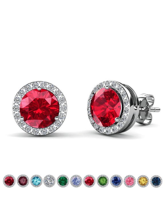 Royal July Birthstone 18k White Gold Plated Women Earrings with Swarovski Crystals