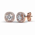 thumbnail image 1 of Cate & Chloe Ruth 18k Rose Gold Plated Halo Stud Earrings with Swarovski Crystals Gift for Women, 1 of 7