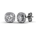 thumbnail image 1 of Cate & Chloe Ruth 18k White Gold Plated Halo Stud Earrings with Swarovski Crystals Gift for Women, 1 of 7