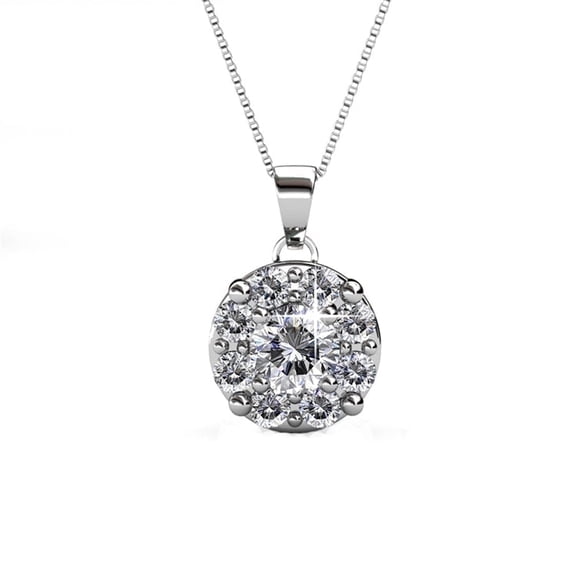 Cate & Chloe Ruth 18k White Gold Plated Necklace with Round Cut Swarovski Crystals Gift for Women