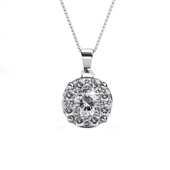 Cate & Chloe Ruth 18k White Gold Plated Necklace with Round Cut Swarovski Crystals Gift for Women