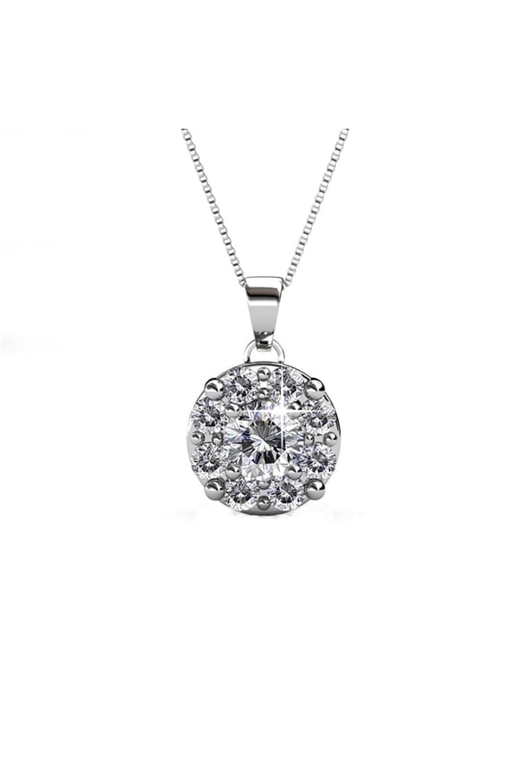 Ruth 18k White Gold Plated Necklace with Round Cut Swarovski Crystals Gift for Women