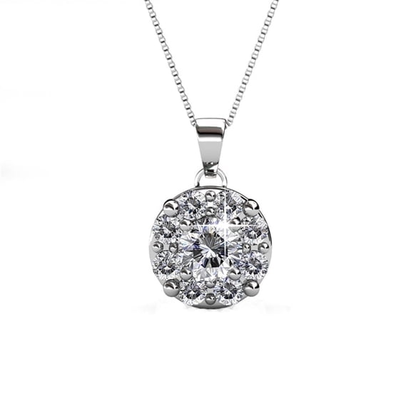 Cate & Chloe Ruth 18k White Gold Plated Necklace with Round Cut Swarovski Crystals Gift for Women
