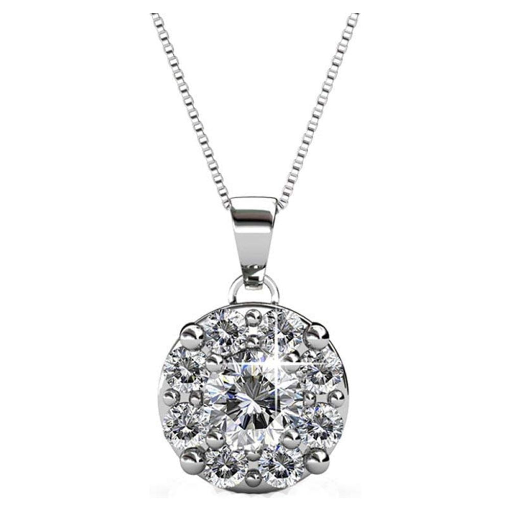 Cate & Chloe Ruth White Gold Plated Pendant Necklace with Crystals ...