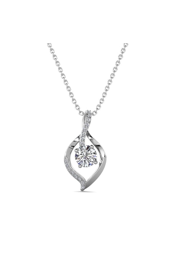 Sabrina 18k White Gold Plated Pendant Necklace with Swarovski Crystals Gift for Women