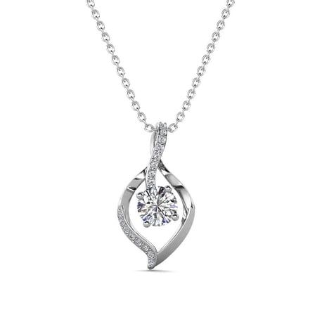 Cate & Chloe Sabrina 18k White Gold Plated Pendant Necklace with Swarovski Crystals Gift for Women