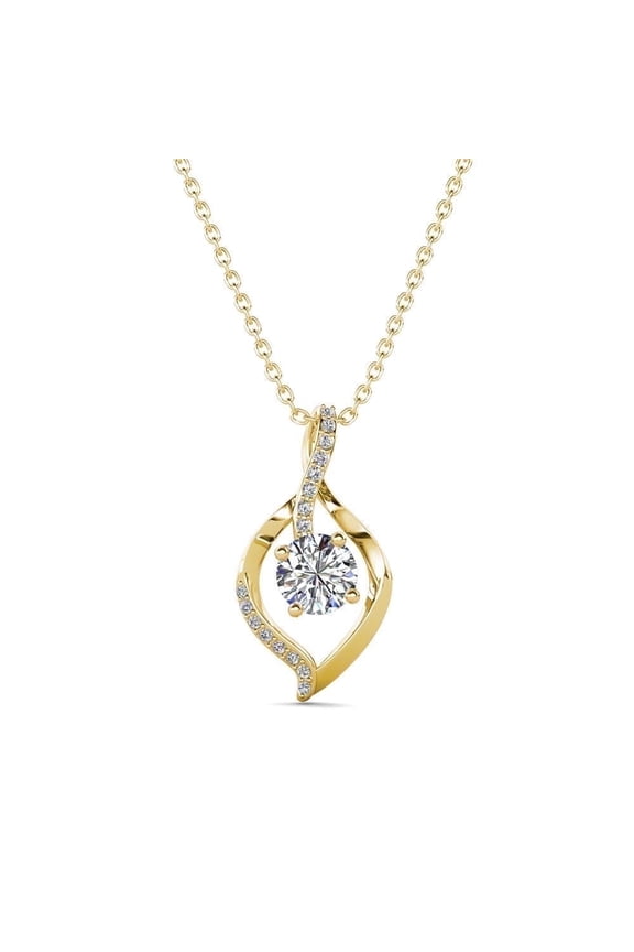 Sabrina 18k Yellow Gold Plated Pendant Necklace with Swarovski Crystals Gift for Women