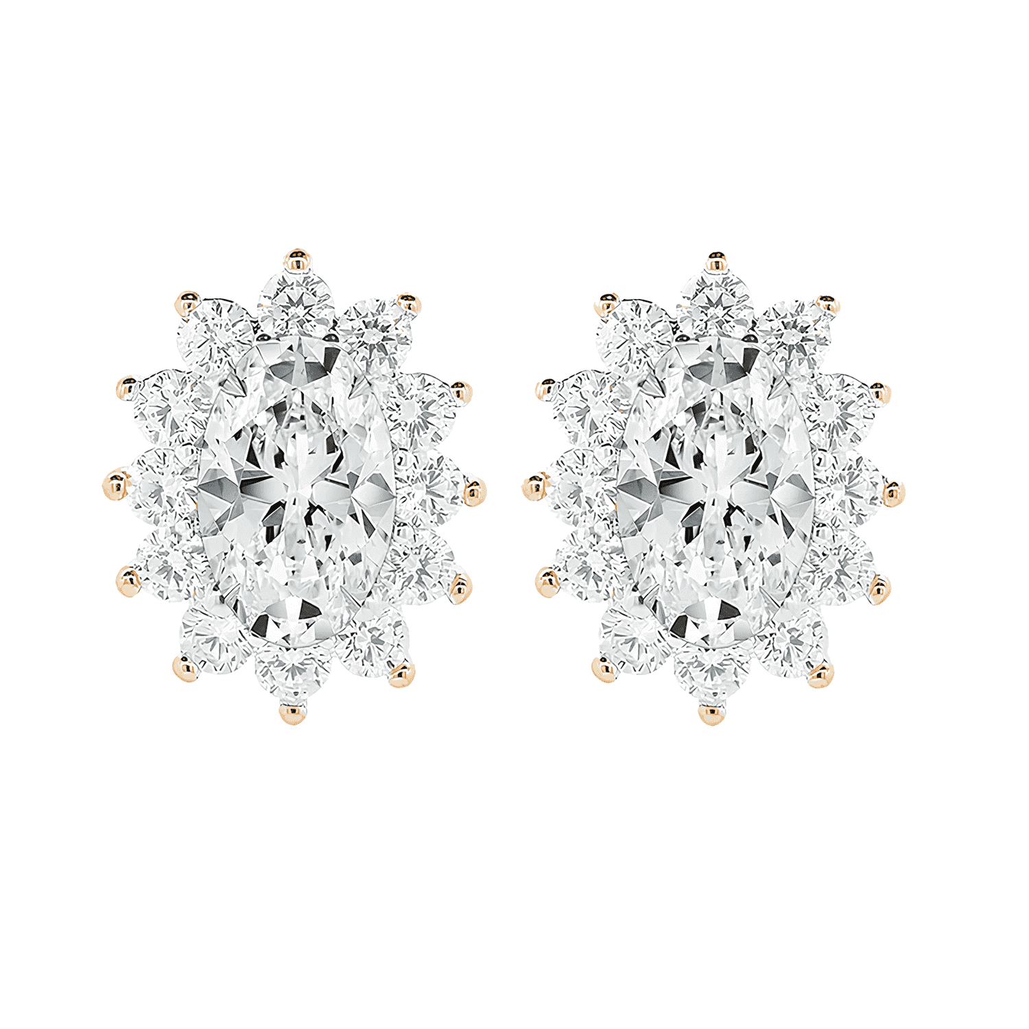 Cate & Chloe Sage 18k Rose Gold Plated Stud Earrings with Simulated Diamond Crystals for Women