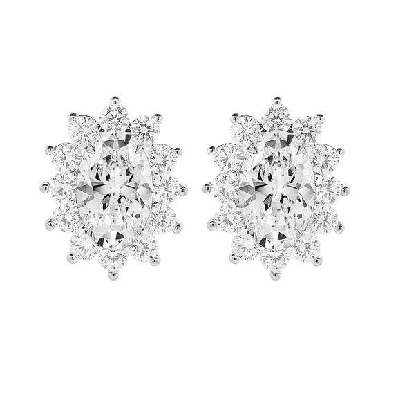 Cate & Chloe Sage 18k White Gold Plated Stud Earrings with Simulated Diamond Crystals for Women