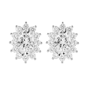 Cate & Chloe Sage 18k White Gold Plated Stud Earrings with Simulated Diamond Crystals for Women