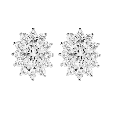 Cate & Chloe Sage 18k White Gold Plated Stud Earrings with Simulated Diamond Crystals for Women
