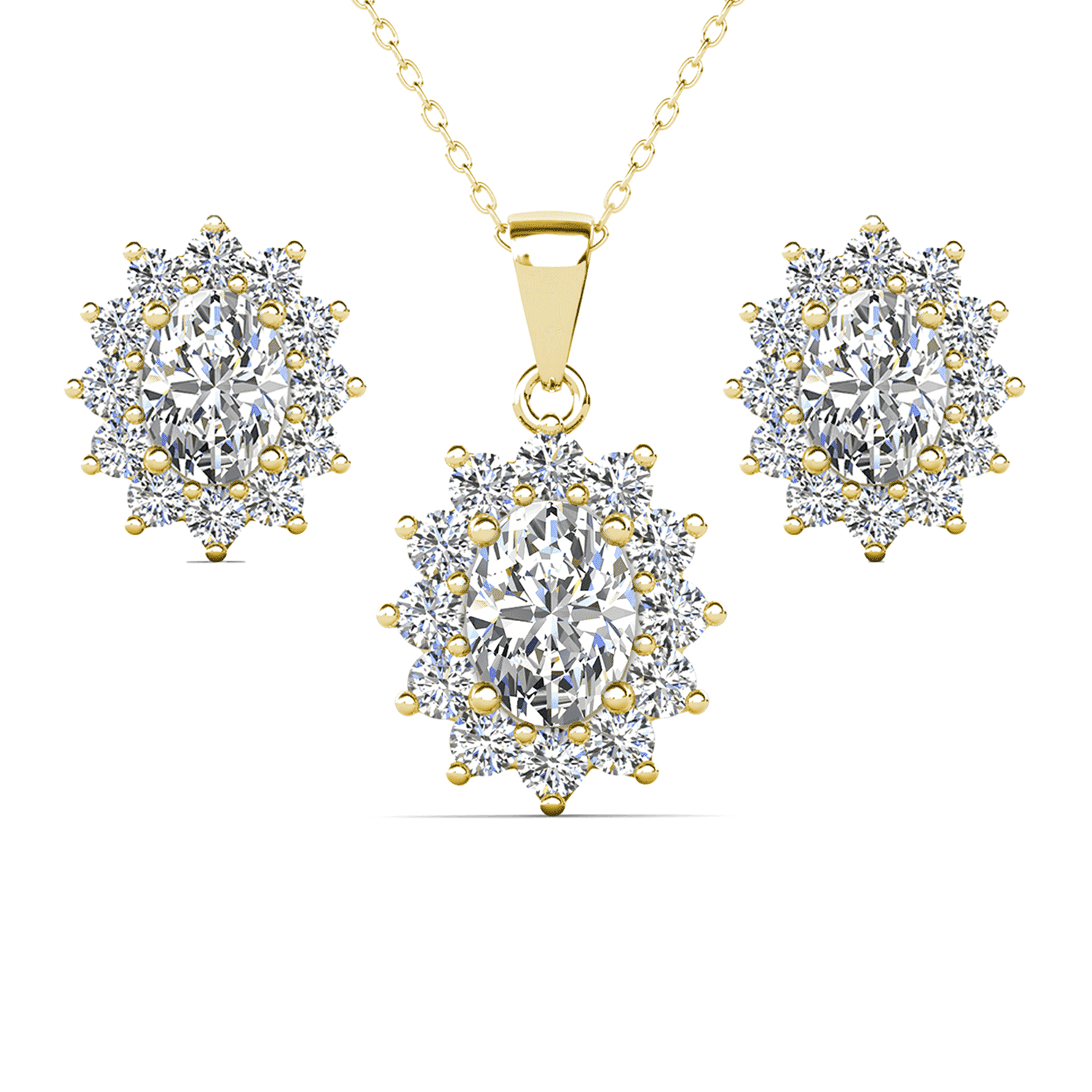 Cate & Chloe Sage 18k Yellow Gold Plated Jewelry Set with Simulated Diamond Crystals for Women