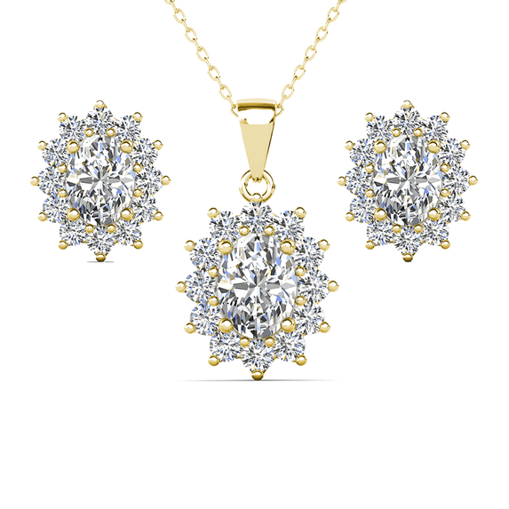 Cate & Chloe Sage 18k Yellow Gold Plated Jewelry Set with Simulated Diamond Crystals for Women