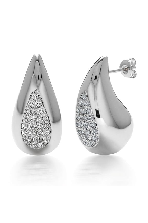 Sally 18k White Gold Plated Teardrop Stud Earrings with Swarovski Crystals for women