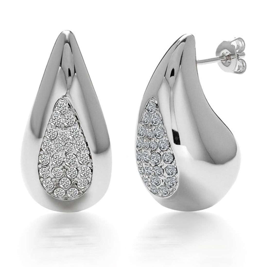CATE & CHLOE Sally 18k White Gold Plated Teardrop Stud Earrings with Swarovski Crystals for women