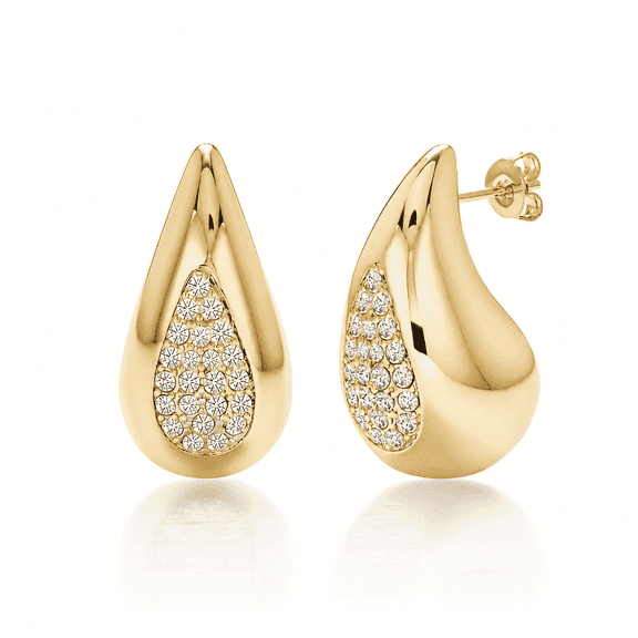 Cate & Chloe Sally 18k Yellow Gold Plated Teardrop Stud Earrings with Swarovski Crystals for women