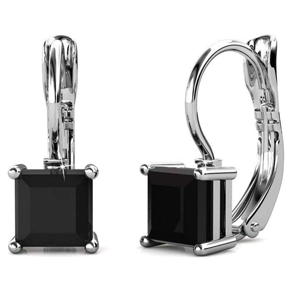 Simple Earrings Drop Oil Black Earrings White Check Love Earrings