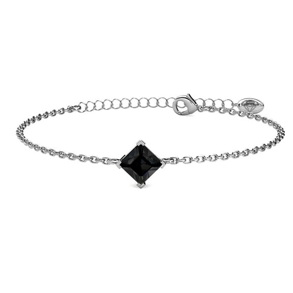 Cate & Chloe Samantha 18k White Gold Plated Bracelet with Black Swarovski Crystal Gift for Women