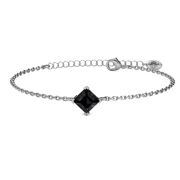 Cate & Chloe Samantha 18k White Gold Plated Bracelet with Black Swarovski Crystal Gift for Women