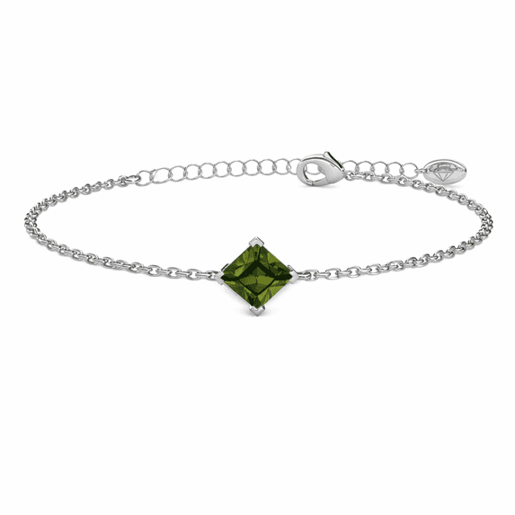 Cate & Chloe Samantha 18k White Gold Plated Bracelet with Green Swarovski Crystal Gift for Women