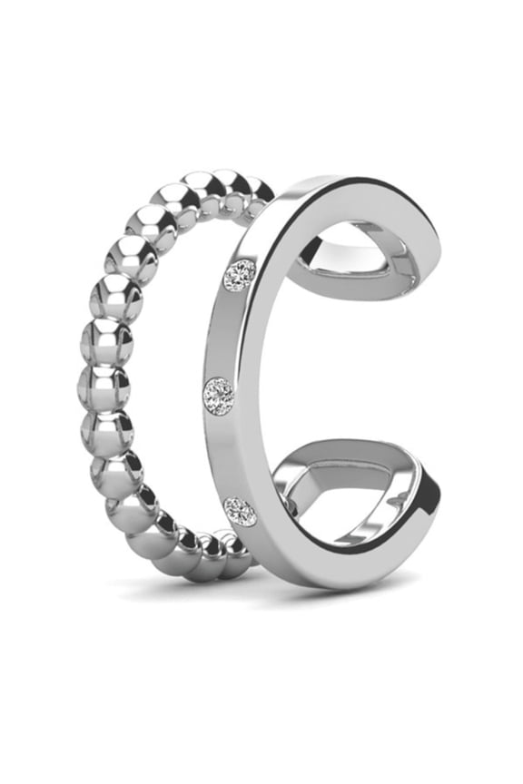 Sasha 18k White Gold Plated 10mm Hoop Ear Cuff with Swarovski Crystals, Gift for Women