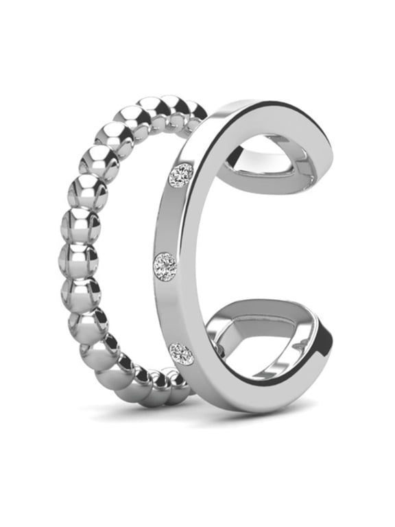 Sasha 18k White Gold Plated 10mm Hoop Ear Cuff with Swarovski Crystals, Gift for Women
