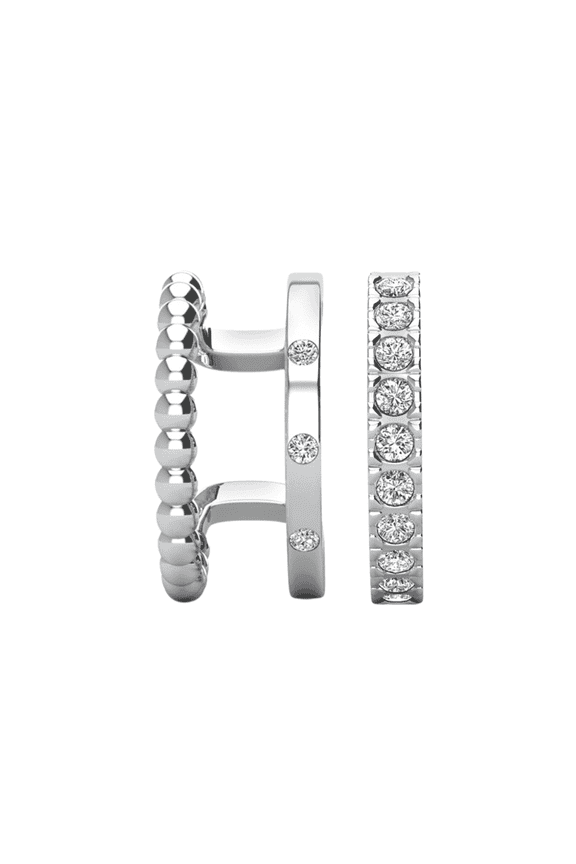 Pack of 2 - Sasha and Gloria 18k White Gold Plated Hoop Ear Cuffs with Swarovski Crystals for Women