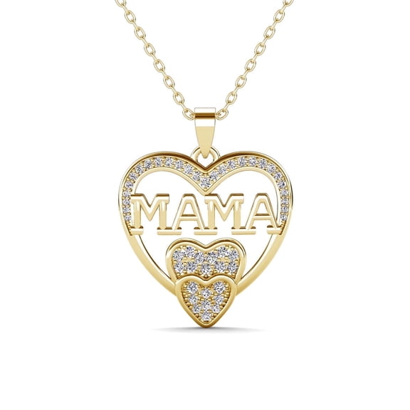 Cate & Chloe Selena 18k Yellow Gold Plated Mama Heart Necklace with Simulated Diamonds for Women