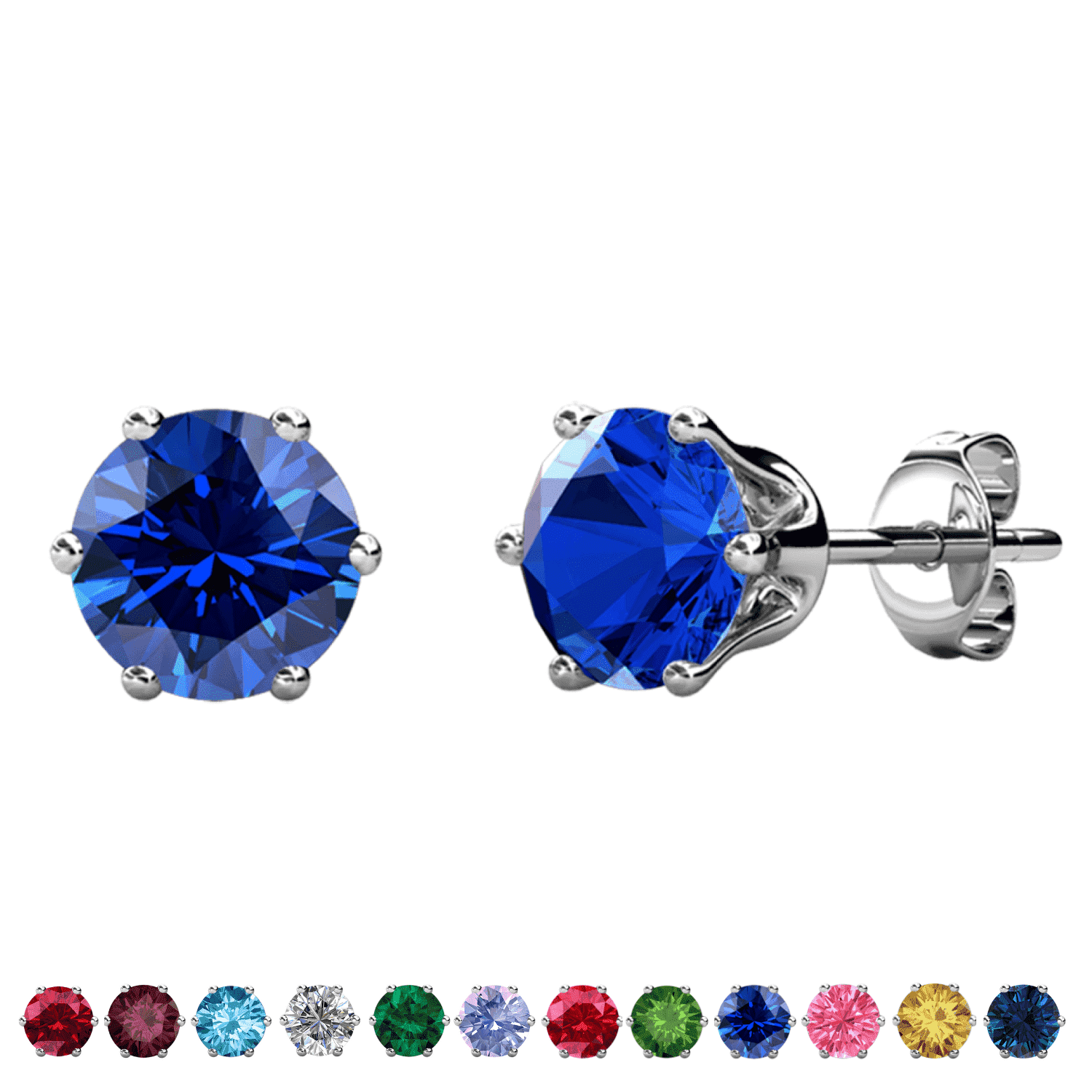 Cate & Chloe January Garnet Birthstone 18k White Gold Stud