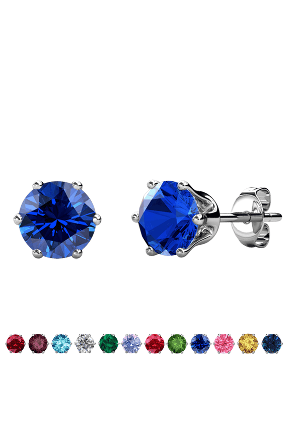 September Birthstone 18k White Gold Plated Stud Women's Earrings 1ct Swarovski Crystal