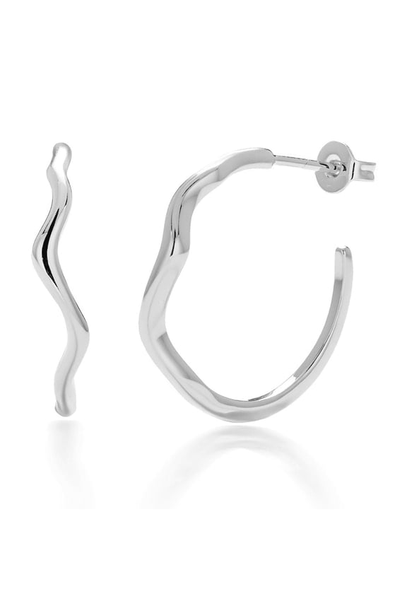 Serena 18k White Gold Plated 22mm Hoop Earrings for Women, Gift for Her