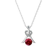 Cate & Chloe Serenity 18k White Gold January Birthstone Necklace, Round Cut Garnet Crystal Necklace for Women, Silver Necklaces For Girls, Hypoallergenic Necklace Set, Jewelry Gift
