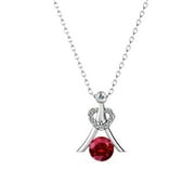 Cate & Chloe Serenity 18k White Gold January Birthstone Necklace with Swarovski Crystals | Round Cut Garnet Crystal Necklace for Women