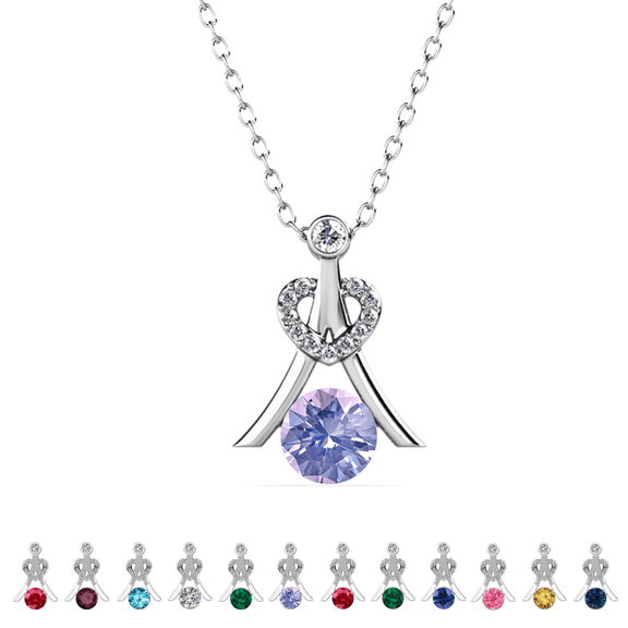 Cate & Chloe Serenity June Birthstone 18k White Gold Plated Women Necklace, Swarovski Crystals