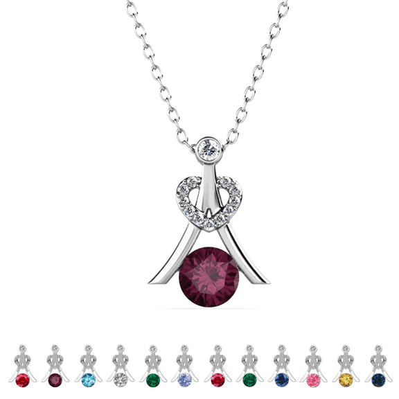 Cate & Chloe Serenity February Birthstone 18k White Gold Plated Women Necklace, Swarovski Crystals