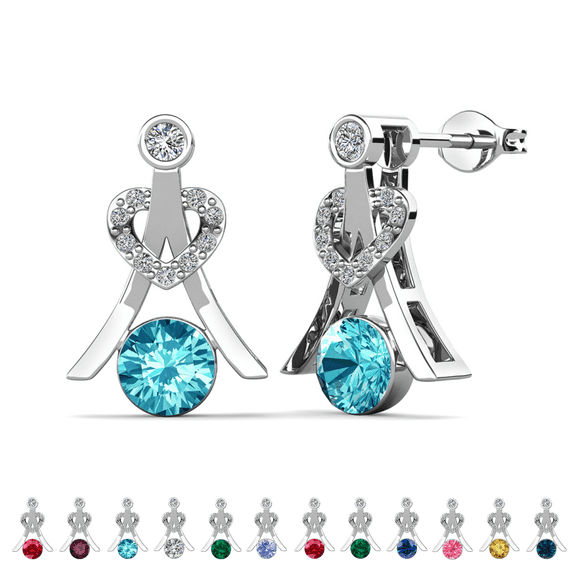 Cate & Chloe Serenity March Birthstone 18k White Gold Plated Women Earrings, Swarovski Crystals