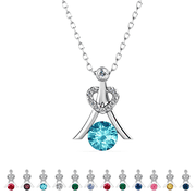 Cate & Chloe Serenity March Birthstone 18k White Gold Plated Women Necklace, Swarovski Crystals