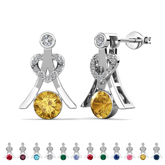 Cate & Chloe Serenity November Birthstone 18k White Gold Plated Women Earrings, Swarovski Crystals