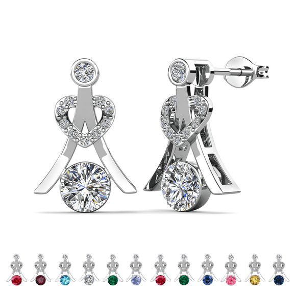Cate & Chloe Serenity April Birthstone 18k White Gold Plated Women Earrings, Swarovski Crystals