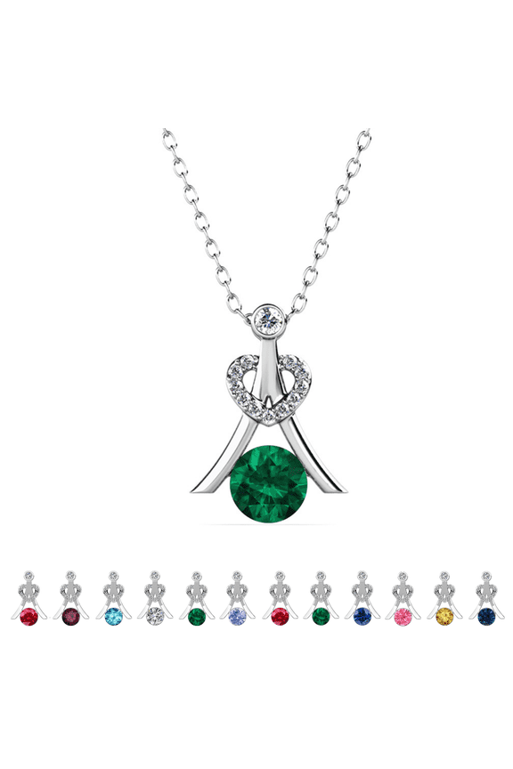 Serenity May Birthstone 18k White Gold Plated Women Necklace, Swarovski Crystals