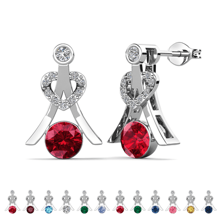 Cate & Chloe Serenity January Birthstone 18k White Gold Plated Women Earrings, Swarovski Crystals