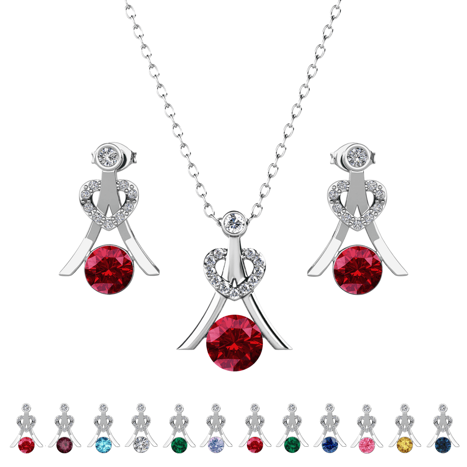 Cate & Chloe Serenity January Birthstone 18k White Gold Plated Women Jewelry Set, Swarovski Crystals