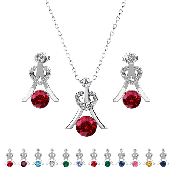 Cate & Chloe Serenity January Birthstone 18k White Gold Plated Women Jewelry Set, Swarovski Crystals