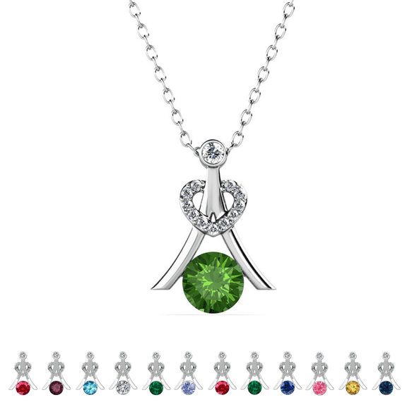 Cate & Chloe Serenity August Birthstone 18k White Gold Plated Women Necklace, Swarovski Crystals