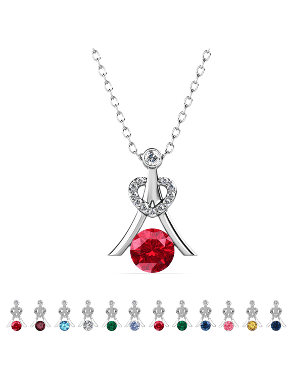 Serenity July Birthstone 18k White Gold Plated Women Necklace, Swarovski Crystals