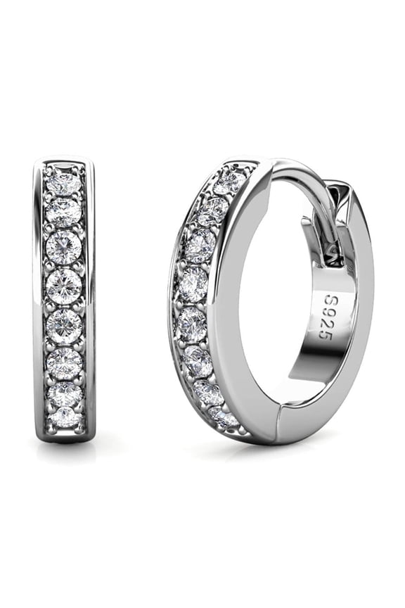 Skye 18k White Gold Plated 12mm Hoop Earrings with Swarovski Crystals Gift for Women